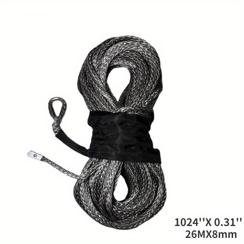 

13500lbs Car Outdoor Accessories Truck Boat Emergency Replacement Synthetic Winch Rope 26mx8mm 12 Strand String Cable ATV UTV серый