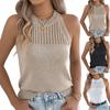 Women's Loose Casual Color Off Shoulder Hollow Sleeveless Knitted Top Knitted Top