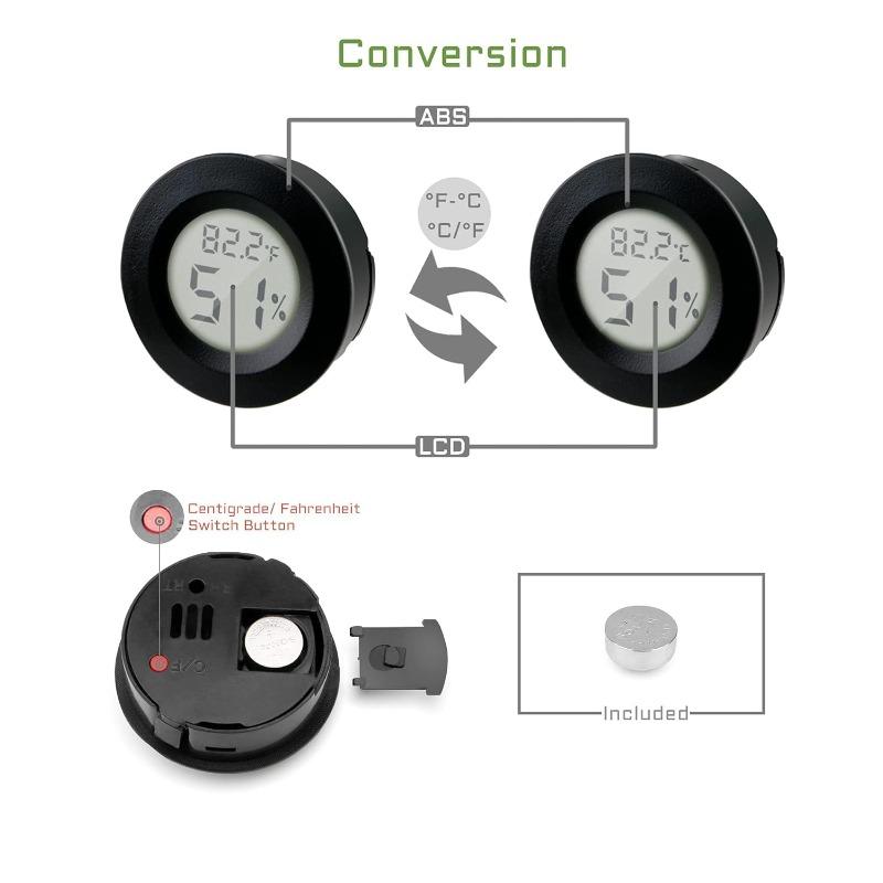 3Pcs Hygrometer Thermometer Meter Digital LCD Monitor Indoor Room Temperature Gauge for Greenhouse Babyroom Reptile Incubator