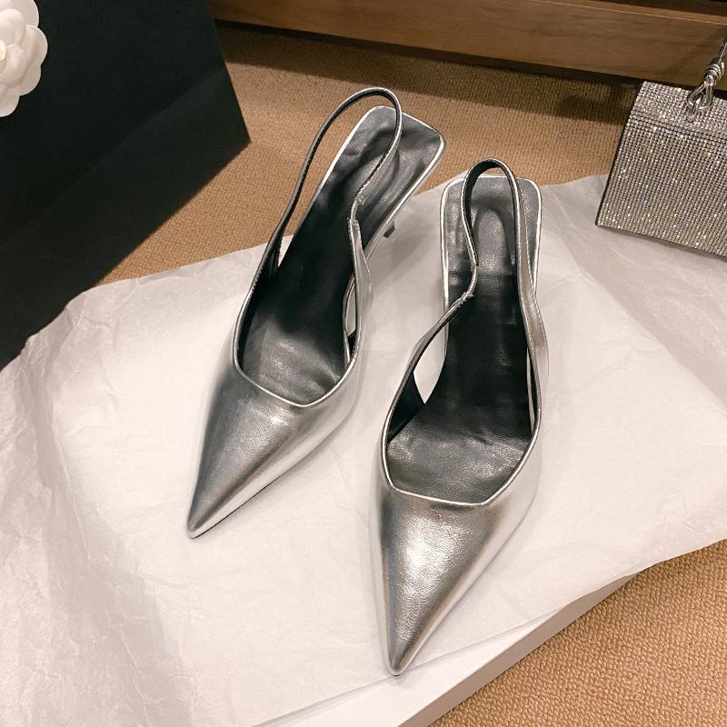 Fashion Shoes for Women 2024 Fashion Slip-on Women's High Heels Summer Solid Office and Career Sexy Pointed Toe Heeled Sandals Women