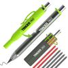 Lápis Tracer Série Pro com Construção Resistente em Metal com 6 Mina de Reposição e Coldre para Canteiro de Obras - Kit de Marcação Tudo-em-Um em Alumínio - Preto/Branco - 1