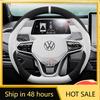 AONOI1 Styling Mouldings Suede Car Steering Wheel Cover for T-ROC R Taigo Touareg R Atlas R Taos T-Cross 2018 - 2023 2024 20