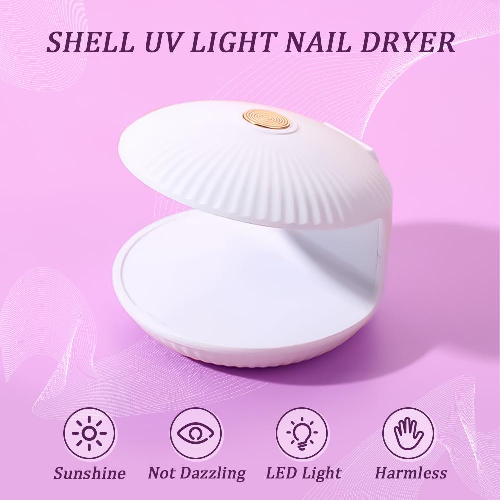 Mini UV LED Nail Lamp Portable Nail Dryer USB Charging Quick Drying Manicure Lamp for Nail Salon Shell Shaped Nail Art Lamp