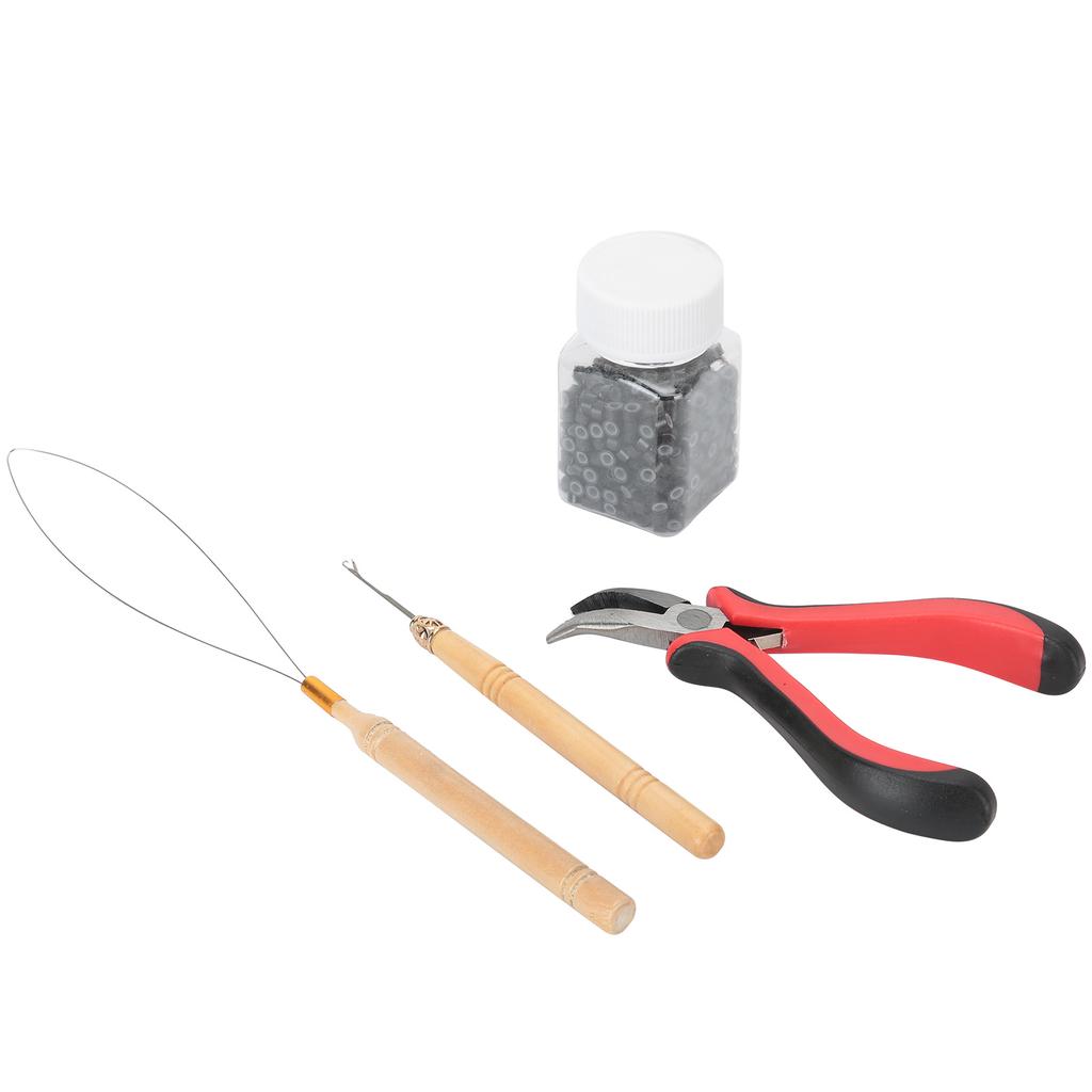 500pcs Silicone Hair Extension Ring Curved Plier Hook Needle Pulling Needle   Hair Extension Tool