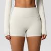 Hohe Nahtlose Yoga-Shorts Damen Atmungsaktiv Dehnbar 3/4 Leggings in Unifarben Laufen Fitnessstudio Training