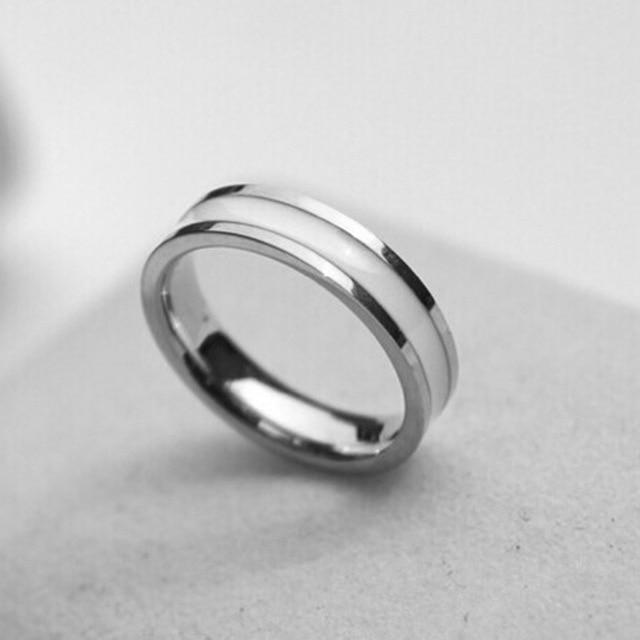 Shouman Rose Gold Color Color White Black Charm Finger Ring Woman Man Custom Engrave Name Bridal Party Event Wedding Occasion Jewelry 316L Stainless