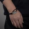 Punk Leather Wolf Head Bracelet Handwoven Beaded Bracelet Men'S Personality Cycle Chain Hand Jewelry