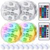 Submersible LED Pool Light IP68 Multicolored 16 Colors with Remote Control - 4 Pcs, AAA Batteries, ABS