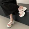 Silver Platform High Heeled Slipper Fashion Bow Party Open Toe Casual Sandals Summer Comfortable Non-Slip Beach Mule Shoe Female
