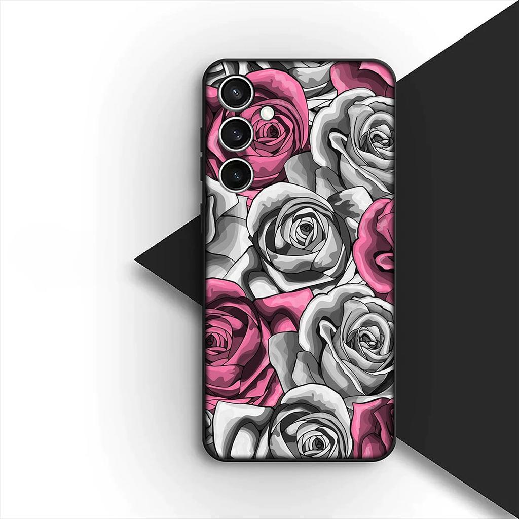 Texture Rose Flower Marble Grain Cover for Motorola Moto G35 G22 G23 G32 G53 G60 G72 G64 G20 G71 G52 G41 G42 E13 E20 E32 Case