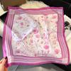 Luxury Floral Square Scarf For Women Elegant Ladies Hijab Neckerchief Shawl Soft Stain Imitation Silk Scarves For Travel Beach