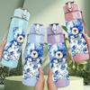 1PC Blue Teddy Bear Vintage Retro Pattern 750ml Color Plastic Sports Water Bottle Leakproof Flip Straw Lid Suitable for Sports Office Home Use