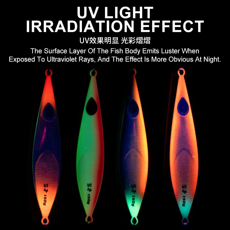 TEASER Fishing J125 Fishing Accessories Bait Saltwater 80g 100g 150g Luminous Vertical Slow Pitch Lead Fishing Lure Metal Jigs