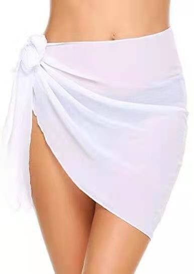 Sheer Wrap Dress Women's Swimsuit Bodycon Swimsuit Skirt Beach Bikini Cover-Up Dress Chiffon