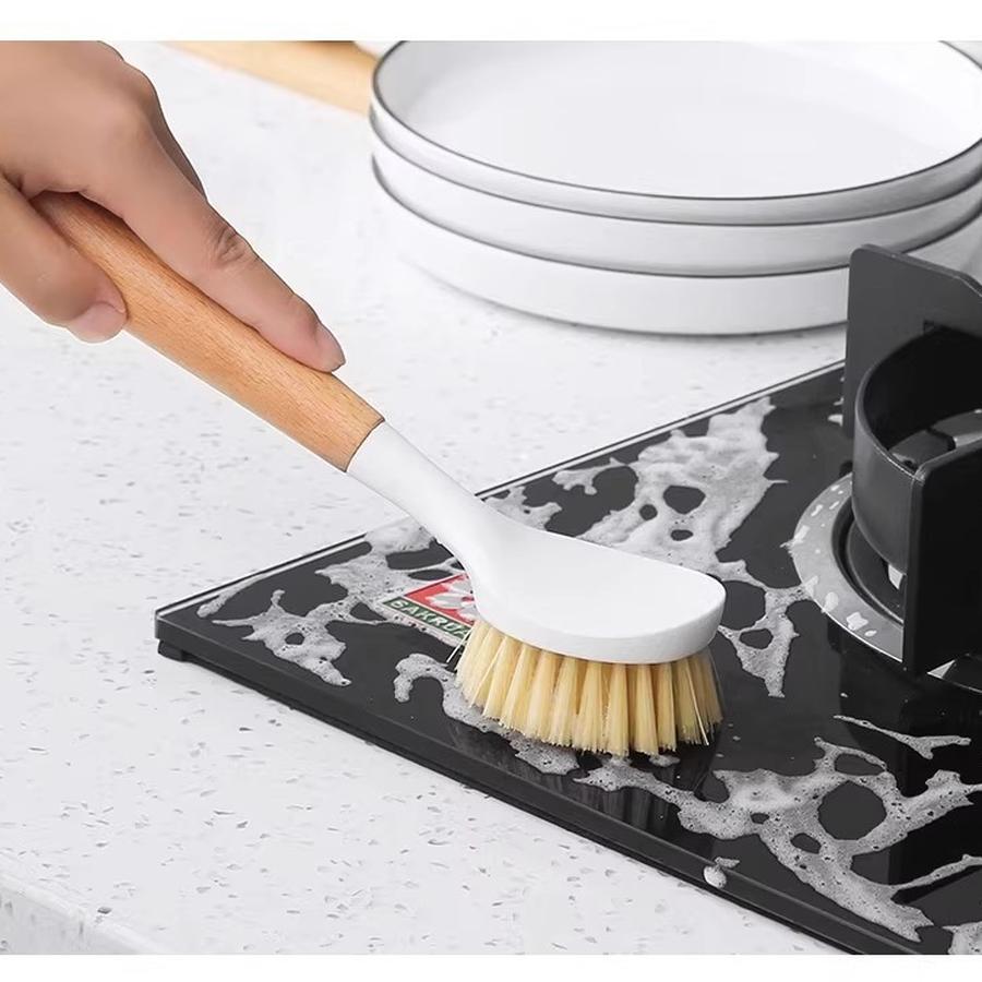 5 pcs Household Kitchen Brush Cleaning Gadget Long Handle Cleaning Brush for Pots and Pans, Bowl Scraper, Sisal