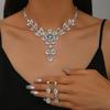 Elegant Rhinestone Floral Jewelry Set: European & American Bride Necklace & Earrings for High-End Parties