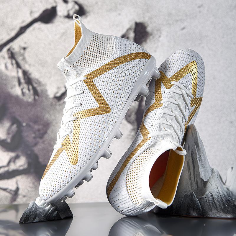 Men Football Boots Long Spikes High Ankle Soccer Shoes AG/TF Kids Outdoor Grass Cleats Soccer Boots Training Sport Football Shoes