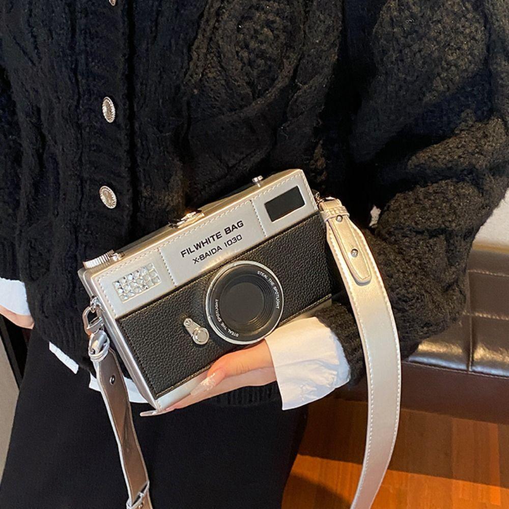 PU Camera Shoulder Bag Large Capacity Funny Box Bag French   Wedding