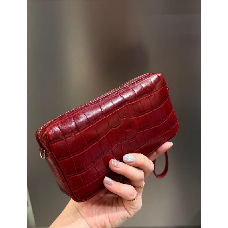 Womens Genuine Leather Crossbody Bag Small Phone Purse Crocodile Clutch Daily Use