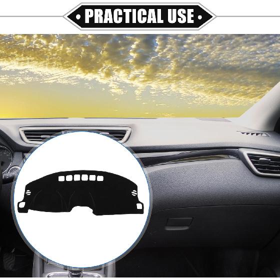 Car Dashboard Cover Mat Compatible for Jeep Patriot 2010-2017, Protective Polyester Black Center Console Interior Trim Dash Board Mat