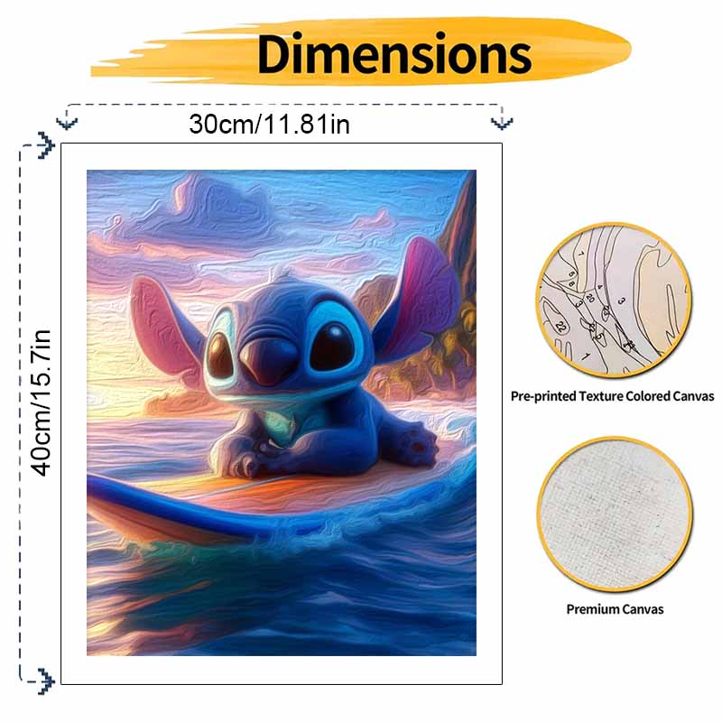 Disney Stitch surfing oil painting art set handmade diy gift home decoration