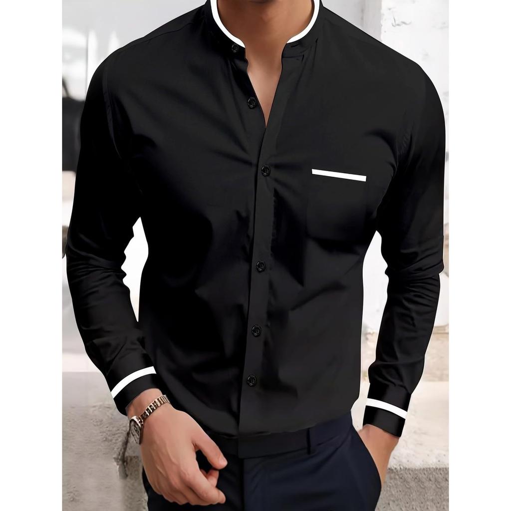 Men's Long-sleeved Solid Color High-end Shirt, Loose And Versatile Shirt For Men