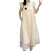 Summer French Tea Break Cap Sleeve Dress - Fresh, Age-Reducing, Loose, Slimming Vest Design