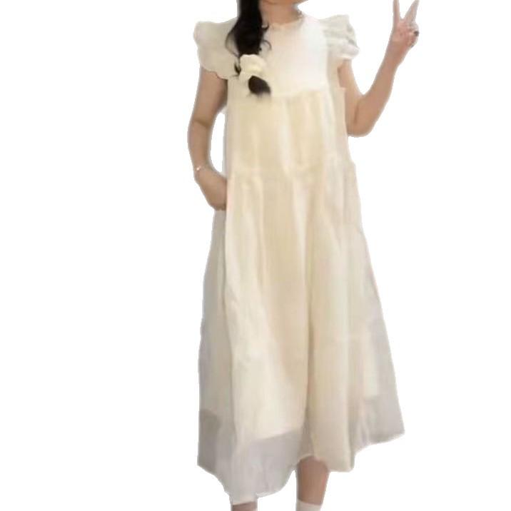 Summer French Tea Break Cap Sleeve Dress - Fresh, Age-Reducing, Loose, Slimming Vest Design