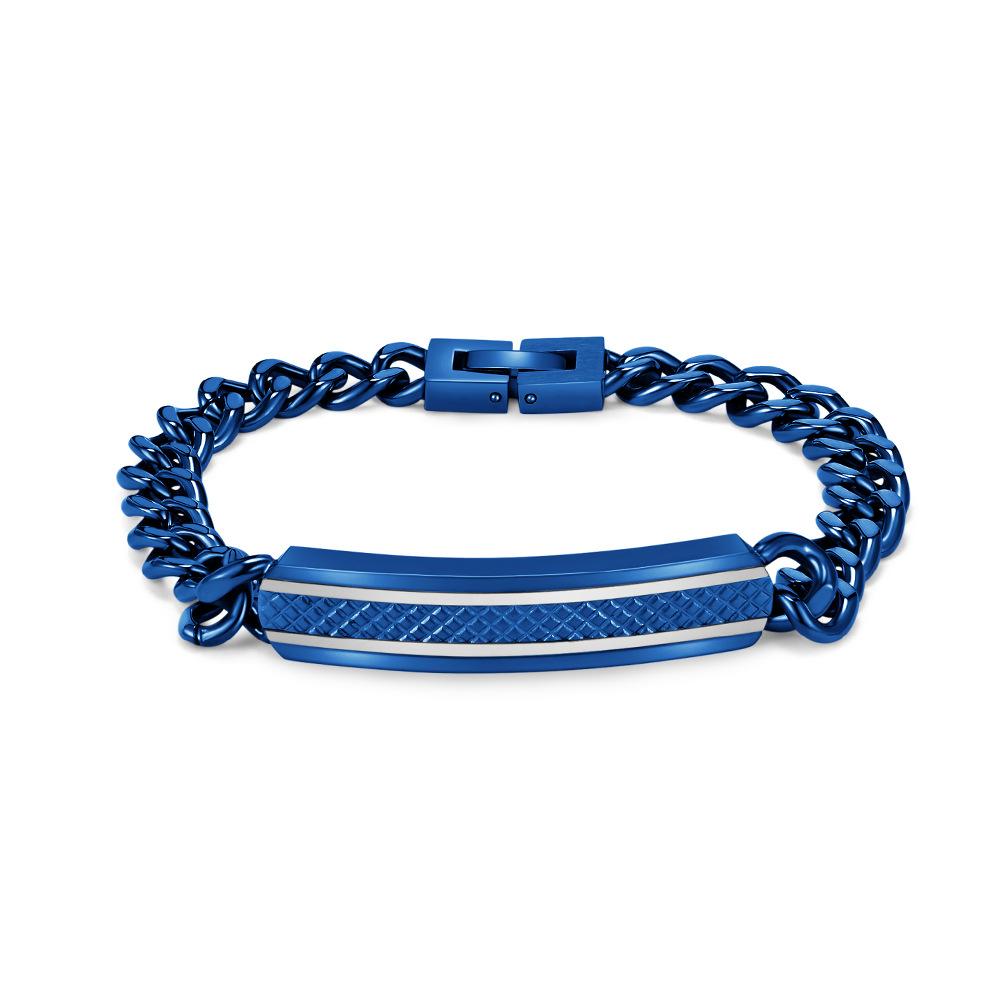 Men's Stainless Steel Plaid Brushed Bracelet Light Luxury High-end Design Simple Hidden Buckle