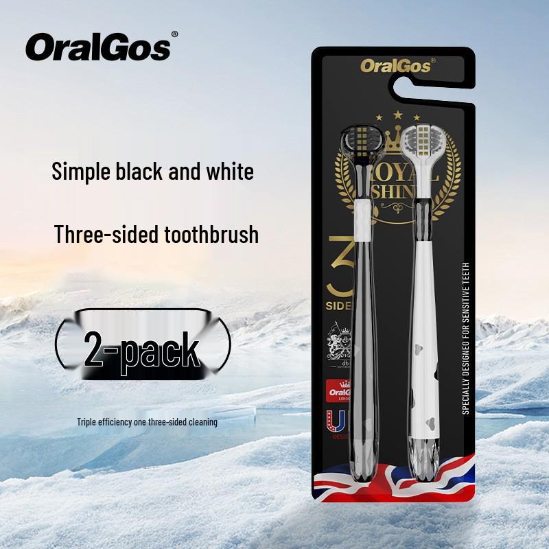 Two-Pack High-Grade Soft Bristle Three-Sided Toothbrush for Adults with Spiral Bristles.