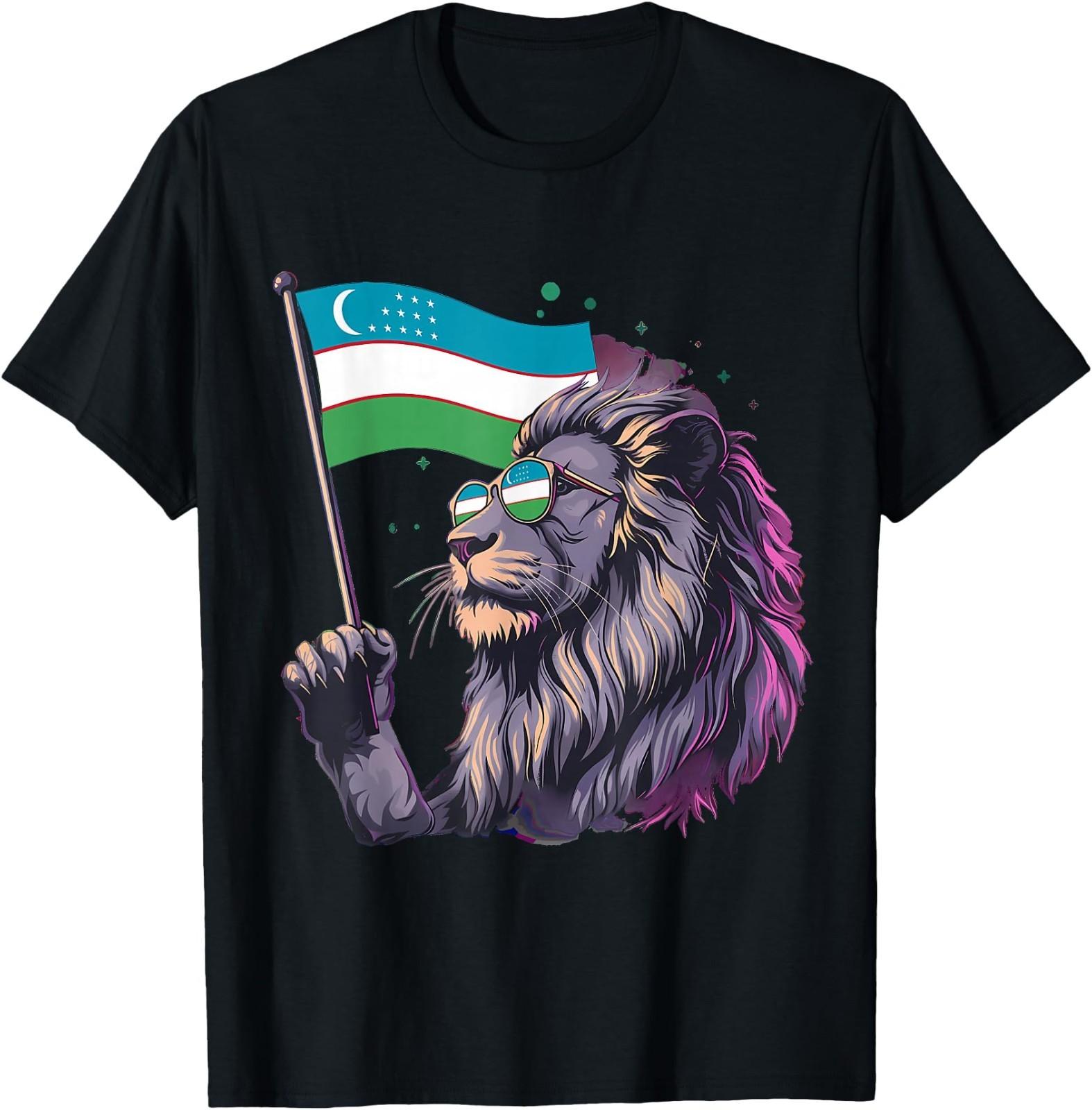 Uzbekistan Flag Lion Uzbek Roots T-Shirt M