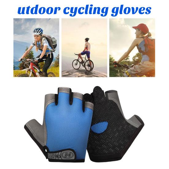 1 Pair Sports Cycling Bike Gloves Padded Half Finger Bicycle Gloves with Fastener Tape