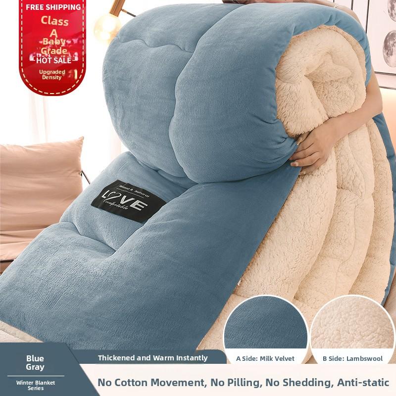 Thiened Lamb Velvet Blanket Double-Sided Coral Velvet Warm Winter Quilt Duvet Core Cotton Cover for Autumn And Winter