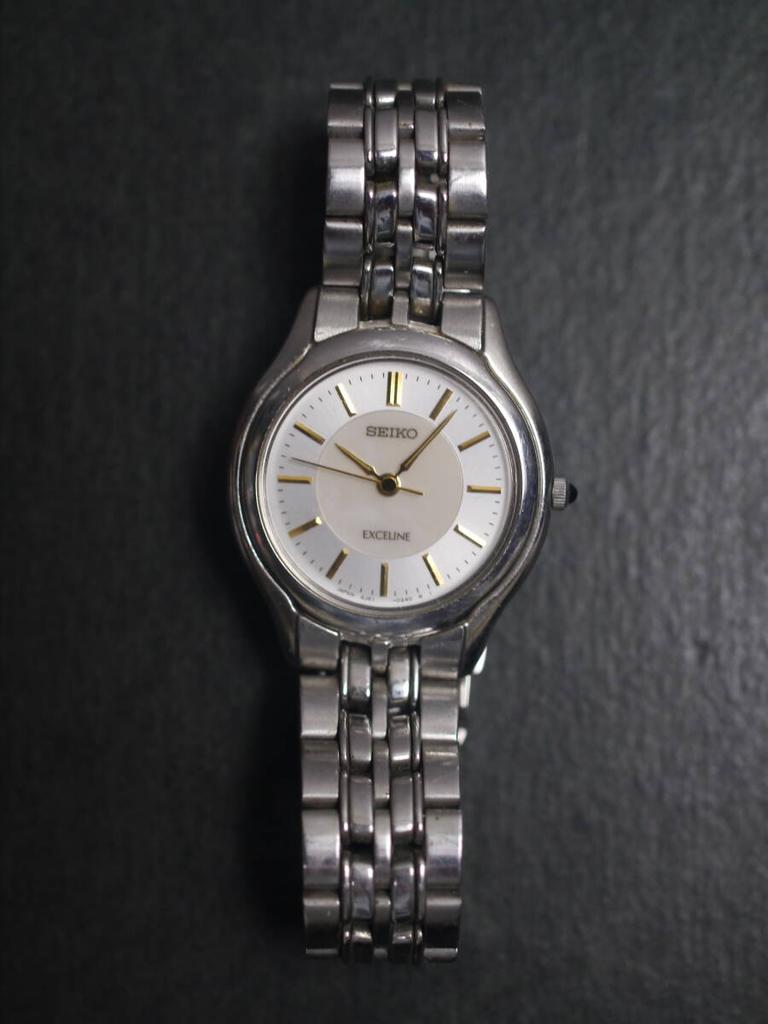 SEIKO Exceline quartz made in working 3-hand watch, strap, 4J41-0030, women's, Japan,. ad517