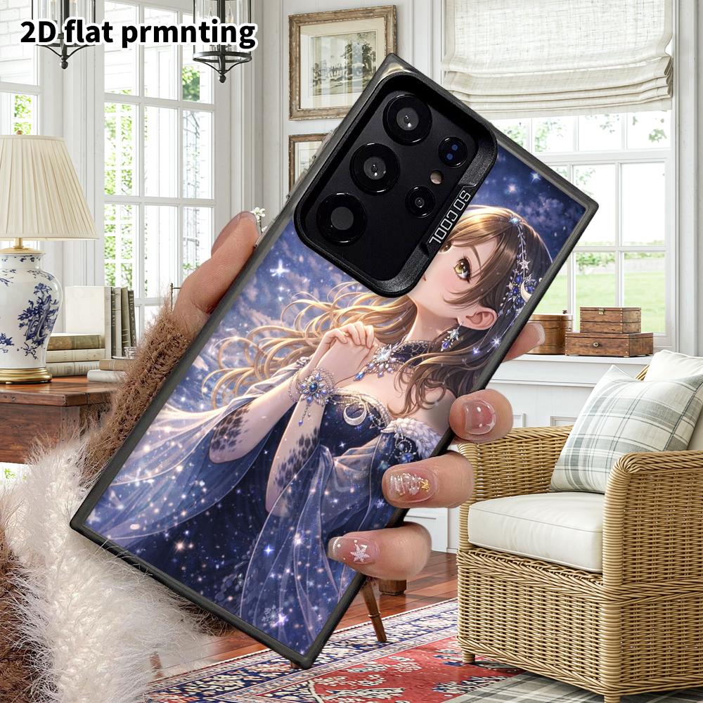 Phone Case: 2D Flat Samsung Galaxy A34 A35 M05 M06 S20 S22 S21 FE Plus 5G Protective Case, Couple Style, Girl Under the Moon, Christmas and Halloween 