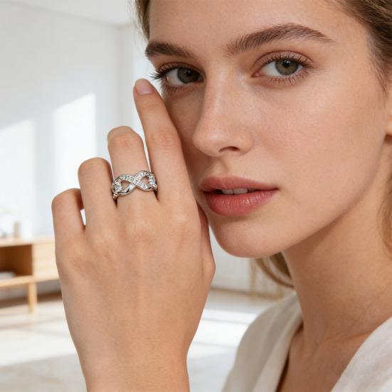 Infinity Knot Promise Ring for Her Cubic Zirconia Engagement Ring Sparkling Wedding Band for Women Anniversary Jewelry Gift