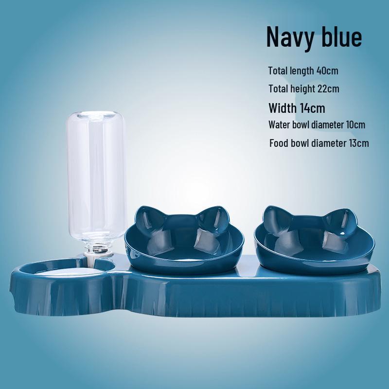 

Двойная миска для кошачьего корма и воды с защитой от проливания для защиты шейного отдела позвоночника - Зоотовары