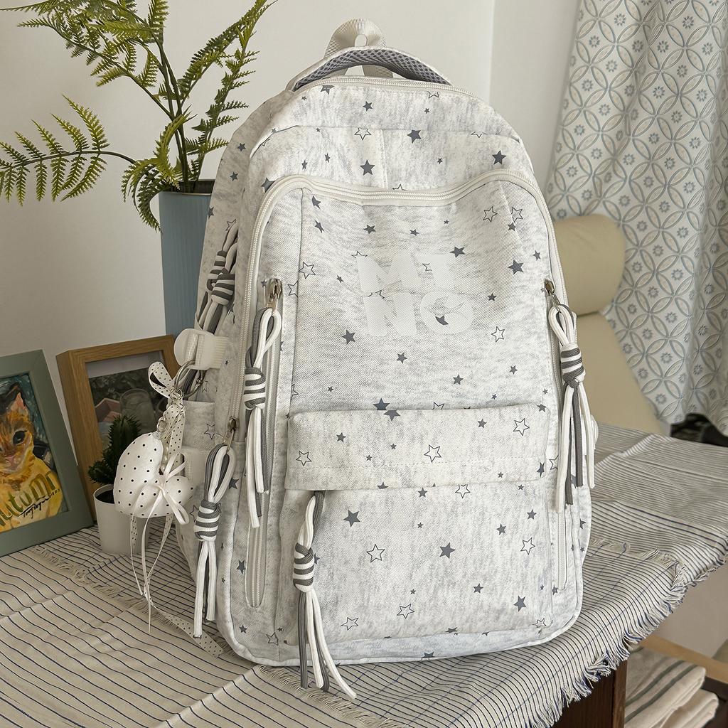 Schoolbag Student Schoolbag Junior High School Girl Large Capacity Cute Star Backpack Ins Wind Students High School Casual Backpack