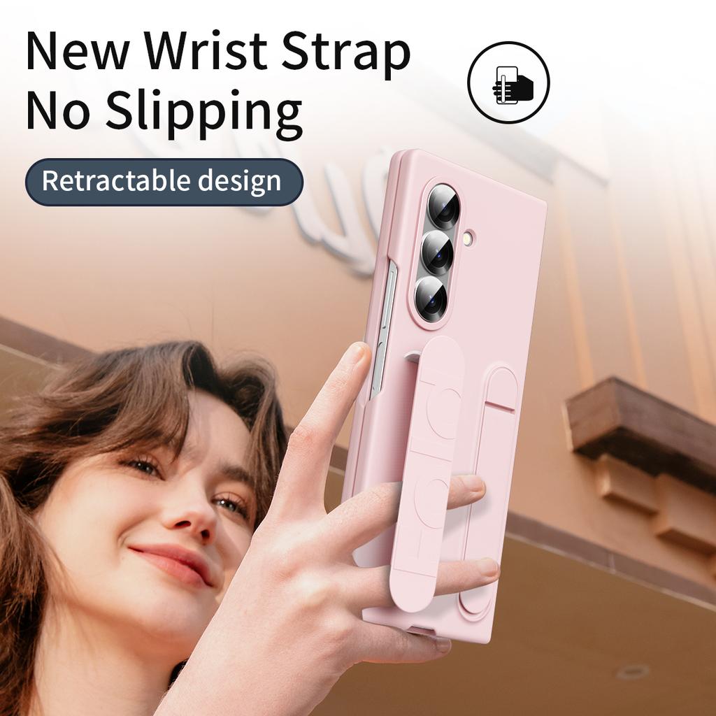 For Samsung Galaxy Z Fold7 5G Phone Case Kickstand Wristband PC Silicone Mobile Cover