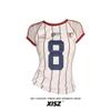 American Retro Contrasting Color Digital Printed Jersey T-Shirt for Women, Summer Sexy Style, Cool Mesh Stripesd Short-Sleeved Top