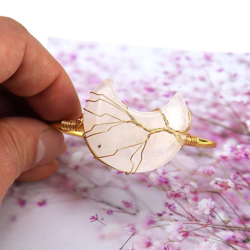 Handmade Winding Tree Of Life Natural Stone Moon Bracelet Lucky Tree Moon Bracelet B03