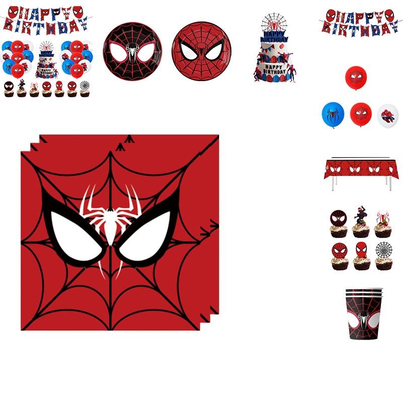 Premium Spiderman Party Decorations Vibrant Red Masks Colorful Paper Plates And Cups