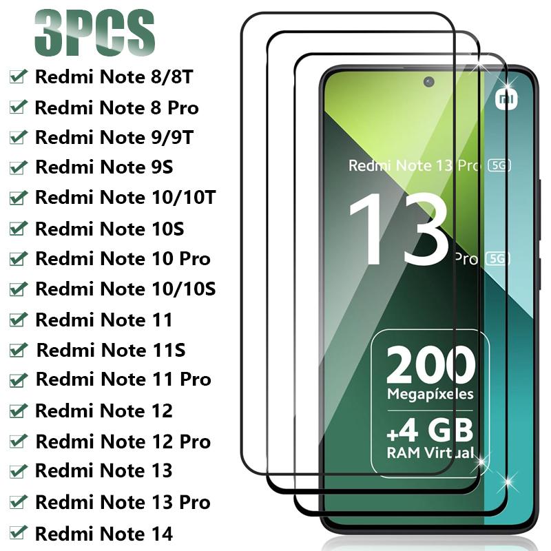 3 pçs vidro temperado para xiaomi redmi nota 13 14 pro 5g protetor de tela para redmi nota 12 11 10 9 8 pro 8t 9t 10t 9s 10s vidro