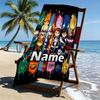 Custom Name Personalized Demon Slayer Print Beach Towel, for Trip Camping Beach Party Home Decor, Birthday Gift for Family & Friends