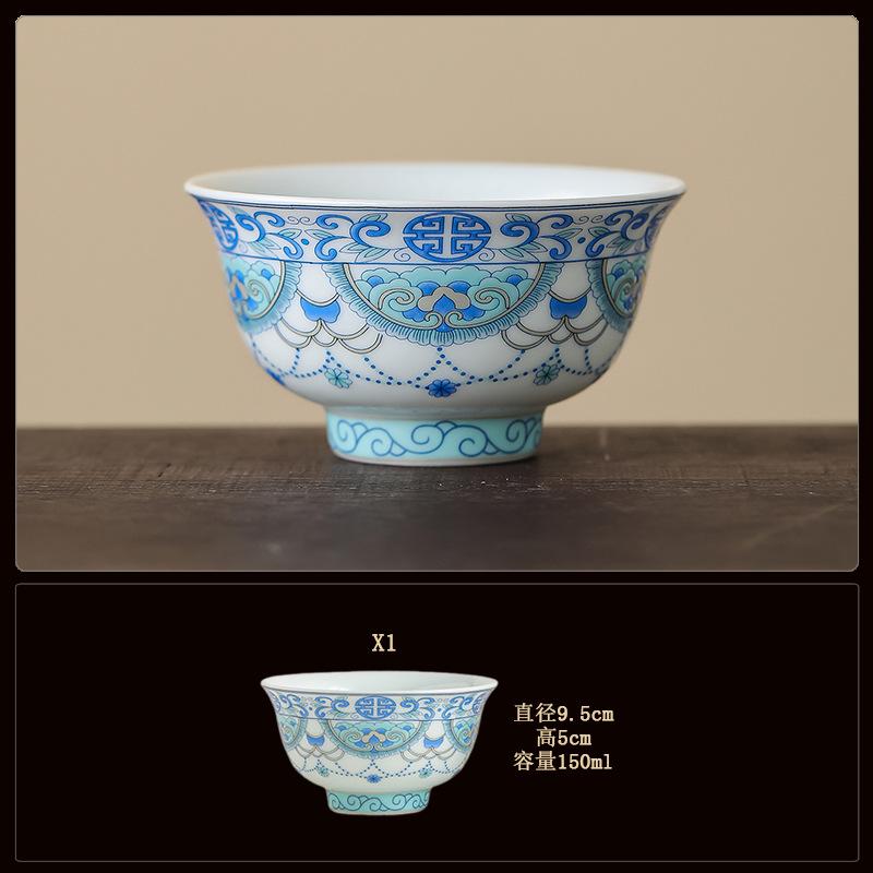 Blue and white bucket color tea cup New Chinese ceramic personal master cup Home office hospitality tea set Press hand small teacup