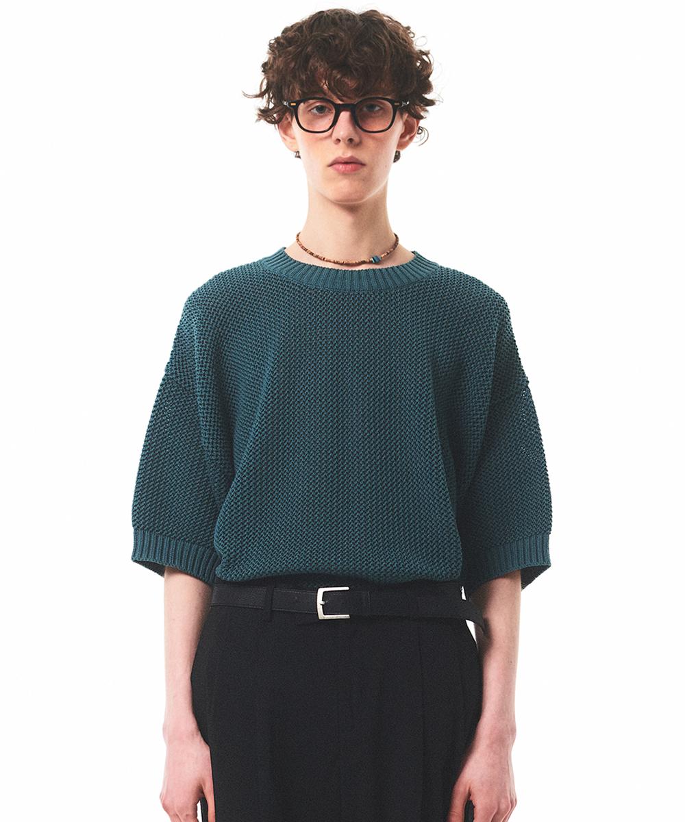 Main Booth Basket Oversized Punching Sweater(Bluish Green) Bluish Green/Size 2