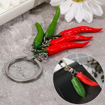 Gifts Funny Chili Garlic Keychain Luxury Exquisite Simulation Food Keyring Fashion Bag Hanging Pendant