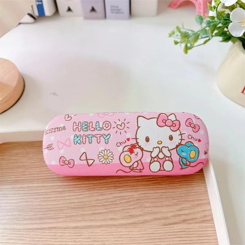 MINISO Disney Stitch Glasses Storage Box Cute Cartoon Sanrio Hello Kitty Student Glasses Sunglasses Protective Box Student Gifts