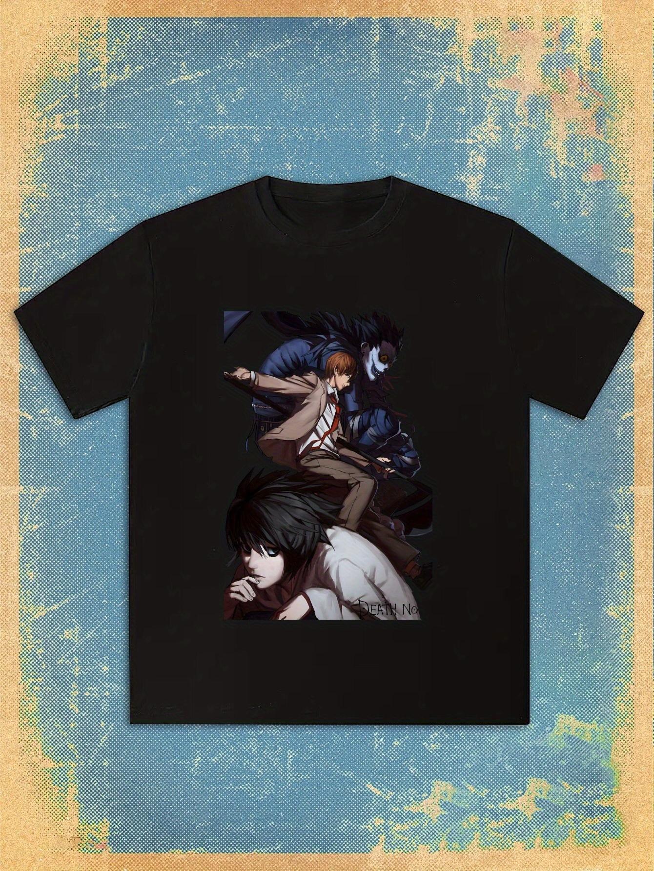 T-shirt Black Death Note Graphic - Casual Summer Tee with Anime Characters L XXL