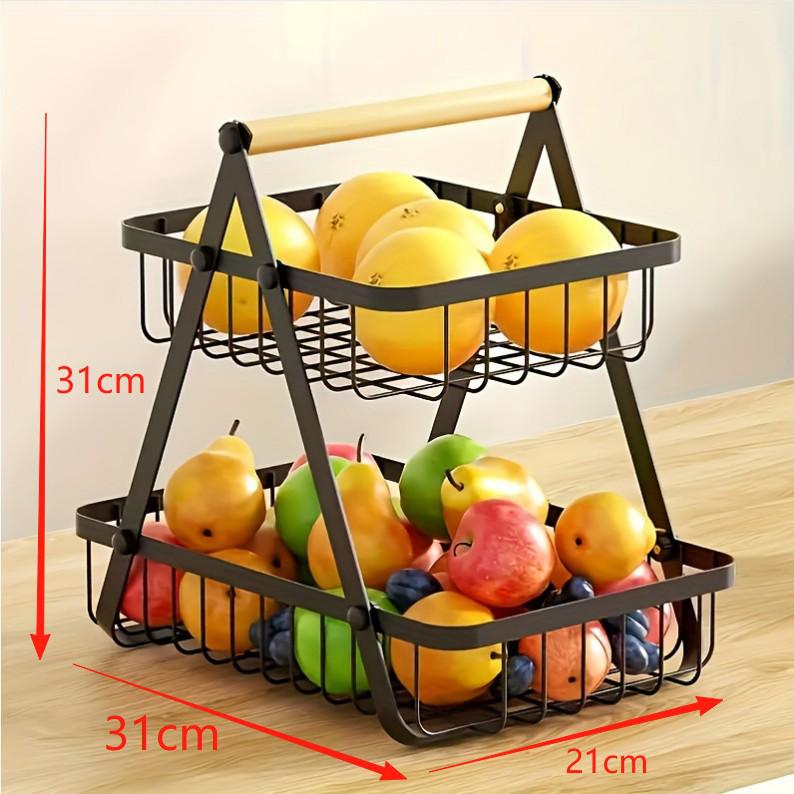 Wrought Iron Multi-Layer Storage Basket: Fruit, Bread, and Vegetable Organizer for Kitchen and Living Room
